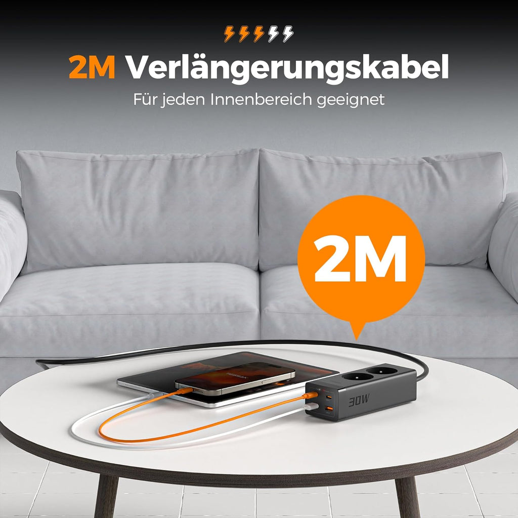 TESSAN 30W GaN USB-C Mehrfachstecker mit 2 AC-Fach